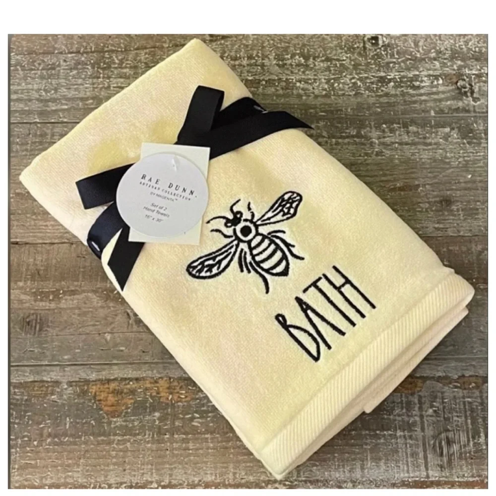 NEW Rae Dunn Bee Bath Bee Hand Towel Set Yellow 🐝 - Picture 2 of 3